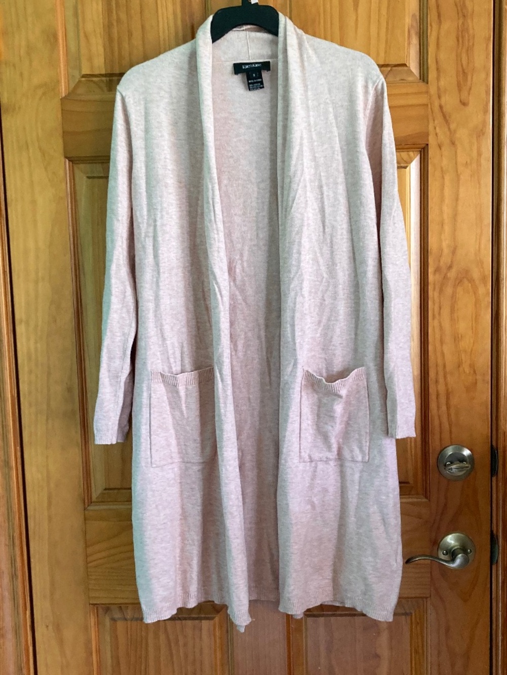 Women’s size small Karen Kane light pink heather long cardigan with pockets